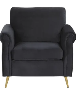Sessel Samtstoff Schwarz / Gold Retro-Design Vietas