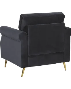 Sessel Samtstoff Schwarz / Gold Retro-Design Vietas
