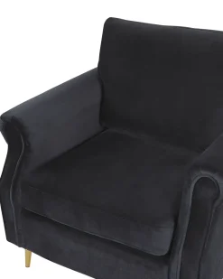 Sessel Samtstoff Schwarz / Gold Retro-Design Vietas