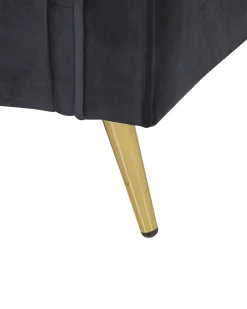 Sessel Samtstoff Schwarz / Gold Retro-Design Vietas