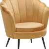 Sessel Samtstoff Senfgelb / Schwarz Muscheldesign Lovikka