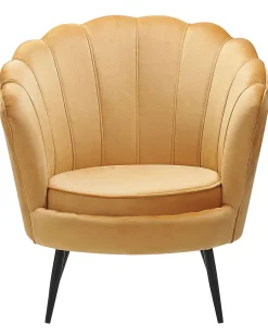 Sessel Samtstoff Senfgelb / Schwarz Muscheldesign Lovikka