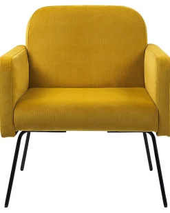 Sessel Samtstoff Senfgelb Schwarze Beine Narken