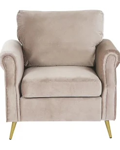 Sessel Samtstoff Taupe / Gold Retro-Design Vietas