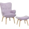 Sessel Samtstoff Violett Plus Hocker Vejle