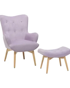 Sessel Samtstoff Violett Plus Hocker Vejle