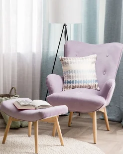 Sessel Samtstoff Violett Plus Hocker Vejle