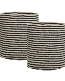Set Aus 2 Baumwollkorbe Beige Und Schwarz Yerkoy