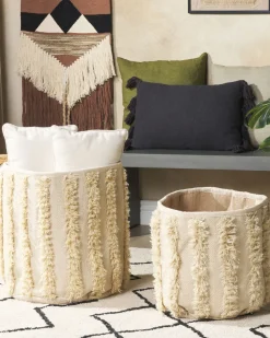Set Aus 2 Baumwollkorbe Beige Kakki