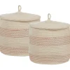 Set Aus 2 Baumwollkorbe Mit Deckeln Hellbeige Silopi