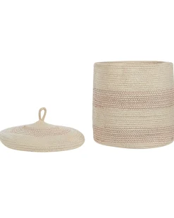 Set Aus 2 Baumwollkorbe Mit Deckeln Hellbeige Silopi