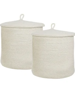 Set Aus 2 Baumwollkorbe Mit Deckel Wollweiss Silopi