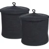 Set Aus 2 Baumwollkorbe Mit Deckeln Schwarz Silopi