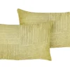 Set Of 2 Corduroy Cushions 47 X 27 Cm Green Millet