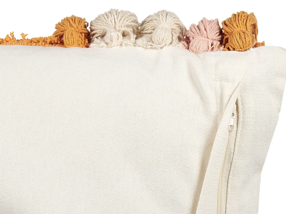 Set Of 2 Tufted Cotton Cushions With Tassels 45 X 45 Cm Multicolour Lablab
