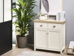 Sideboard Beige / Heller Holzfarbton 2 Schubladen Schrank Clio