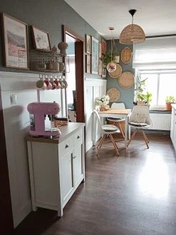 Sideboard Beige / Heller Holzfarbton 2 Schubladen Schrank Clio