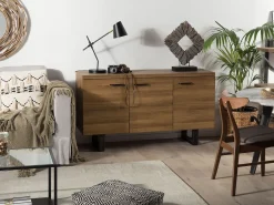 Sideboard Dunkler Holzfarbton 3 Turen Timber