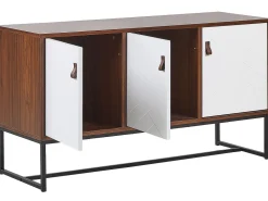 Sideboard Dunkler Holzfarbton / Weis 3 Schranke Nueva