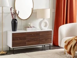 Sideboard Dunkler Holzfarbton / Weis 2 Schubladen 2 Turen Okland