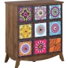 Sideboard Dunkler Holzfarbton / Bunt 6 Schranke 3 Schubladen Kuma