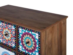 Sideboard Dunkler Holzfarbton / Bunt 6 Schranke 3 Schubladen Kuma