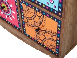 Sideboard Dunkler Holzfarbton / Bunt 6 Schranke 3 Schubladen Kuma