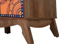Sideboard Dunkler Holzfarbton / Bunt 6 Schranke 3 Schubladen Kuma