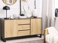 Sideboard Heller / Dunkler Holzfarbton 3 Schubladen 2 Schranke Elda