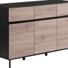Sideboard Heller Holzfarbton / Schwarz 3 Schranke 3 Schubladen Sydney