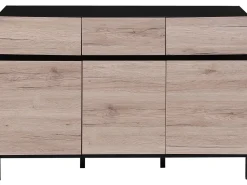 Sideboard Heller Holzfarbton / Schwarz 3 Schranke 3 Schubladen Sydney