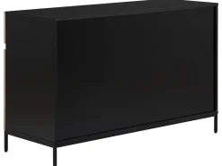 Sideboard Heller Holzfarbton / Schwarz 3 Schranke 3 Schubladen Sydney