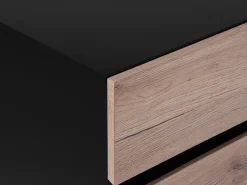Sideboard Heller Holzfarbton / Schwarz 3 Schranke 3 Schubladen Sydney