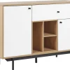Sideboard Heller Holzfarbton / Weis 2 Schranke Schublade Itaca