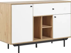 Sideboard Heller Holzfarbton / Weis 2 Schranke Schublade Itaca