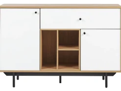 Sideboard Heller Holzfarbton / Weis 2 Schranke Schublade Itaca