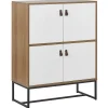 Sideboard Heller Holzfarbton / Weis 2 Schranke Nueva