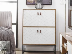 Sideboard Heller Holzfarbton / Weis 2 Schranke Nueva