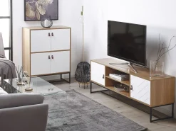 Sideboard Heller Holzfarbton / Weis 2 Schranke Nueva
