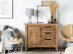 Sideboard Heller Holzfarbton 3 Schubladen Schrank Agora
