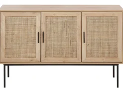 Sideboard Heller Holzfarbton 3 Rattan-Turen Pasco