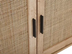 Sideboard Heller Holzfarbton 3 Rattan-Turen Pasco