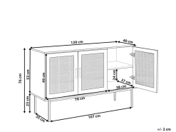Sideboard Heller Holzfarbton 3 Rattan-Turen Pasco