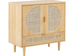 Sideboard Heller Holzfarbton 2 Rattan-Turen 1 Schublade Potosi
