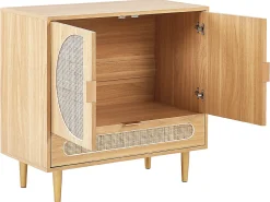Sideboard Heller Holzfarbton 2 Rattan-Turen 1 Schublade Potosi