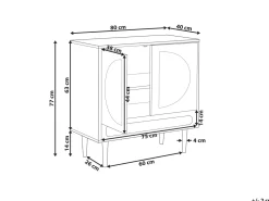Sideboard Heller Holzfarbton 2 Rattan-Turen 1 Schublade Potosi