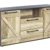 Sideboard Heller Holzfarbton / Schwarz 2 Schranke 2 Schubladen Salter
