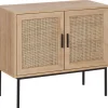 Sideboard Heller Holzfarbton 2 Rattan-Turen Pasco