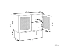 Sideboard Heller Holzfarbton 2 Rattan-Turen Pasco