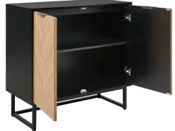 Sideboard Heller Holzfarbton/Schwarz 2 Turen Alaska